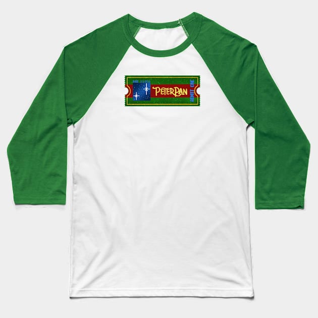 Movie Ticket - Peter Pan Baseball T-Shirt by meggbugs